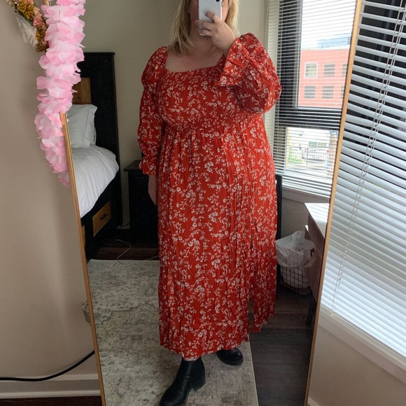 Flounce Sleeve Shirred Bodice Maxi Dress - Picture 5 of 6